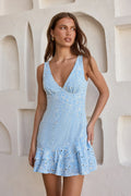 Oceanic Bloom Mini Dress Blue