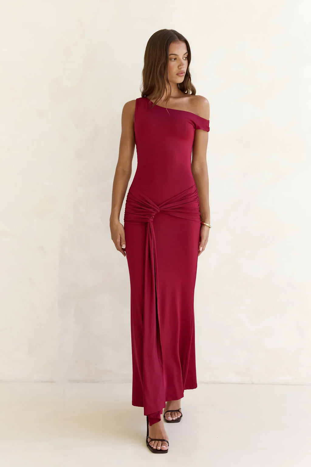 Hold Me Close Off Shoulder Maxi Dress Burgundy