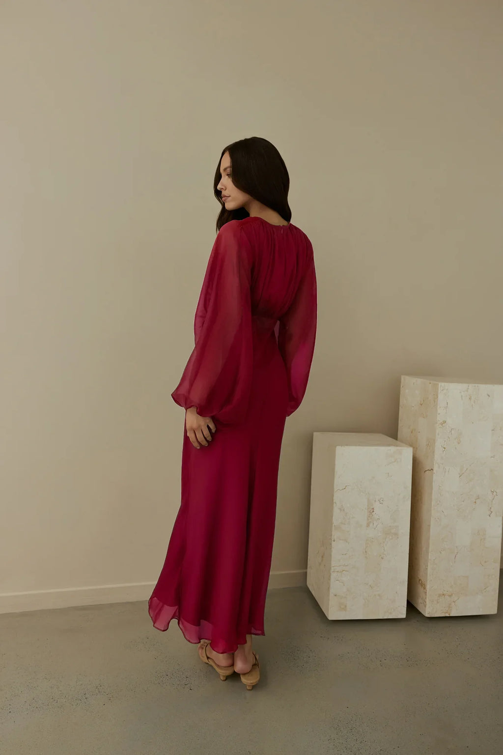 Our Nostalgia Long Sleeve Maxi Dress Burgundy