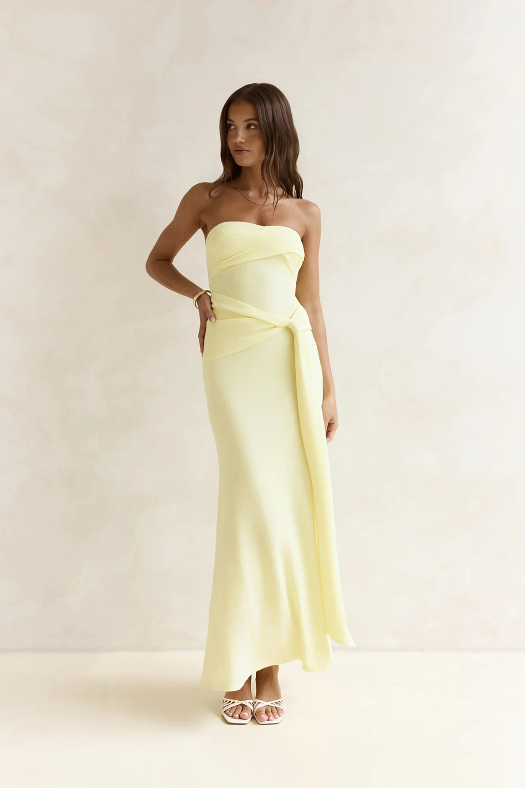 Follow You Strapless Maxi Dress Yellow