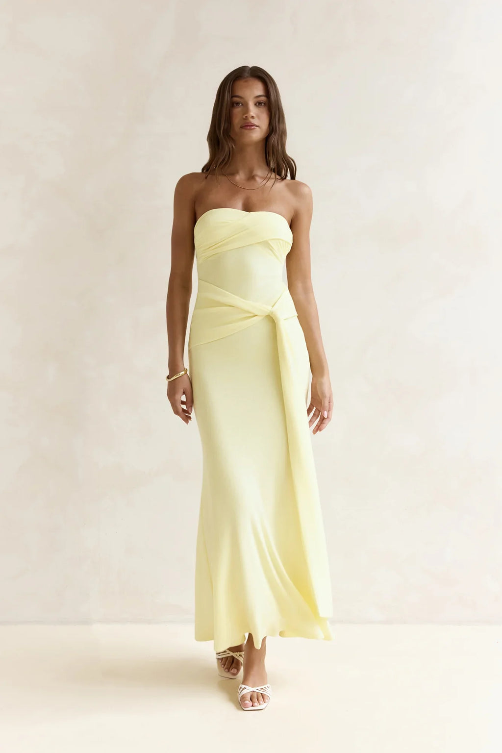 Follow You Strapless Maxi Dress Yellow