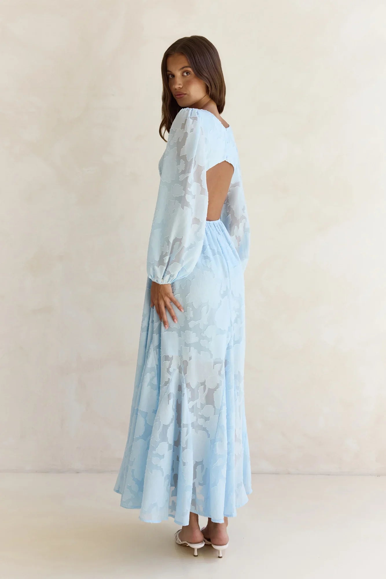 Time Floats By Long Sleeve Maxi Dress Blue
