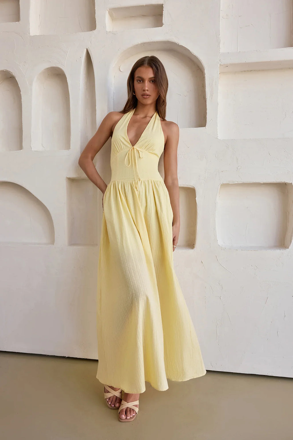 Arrietty Halter Maxi Dress Yellow