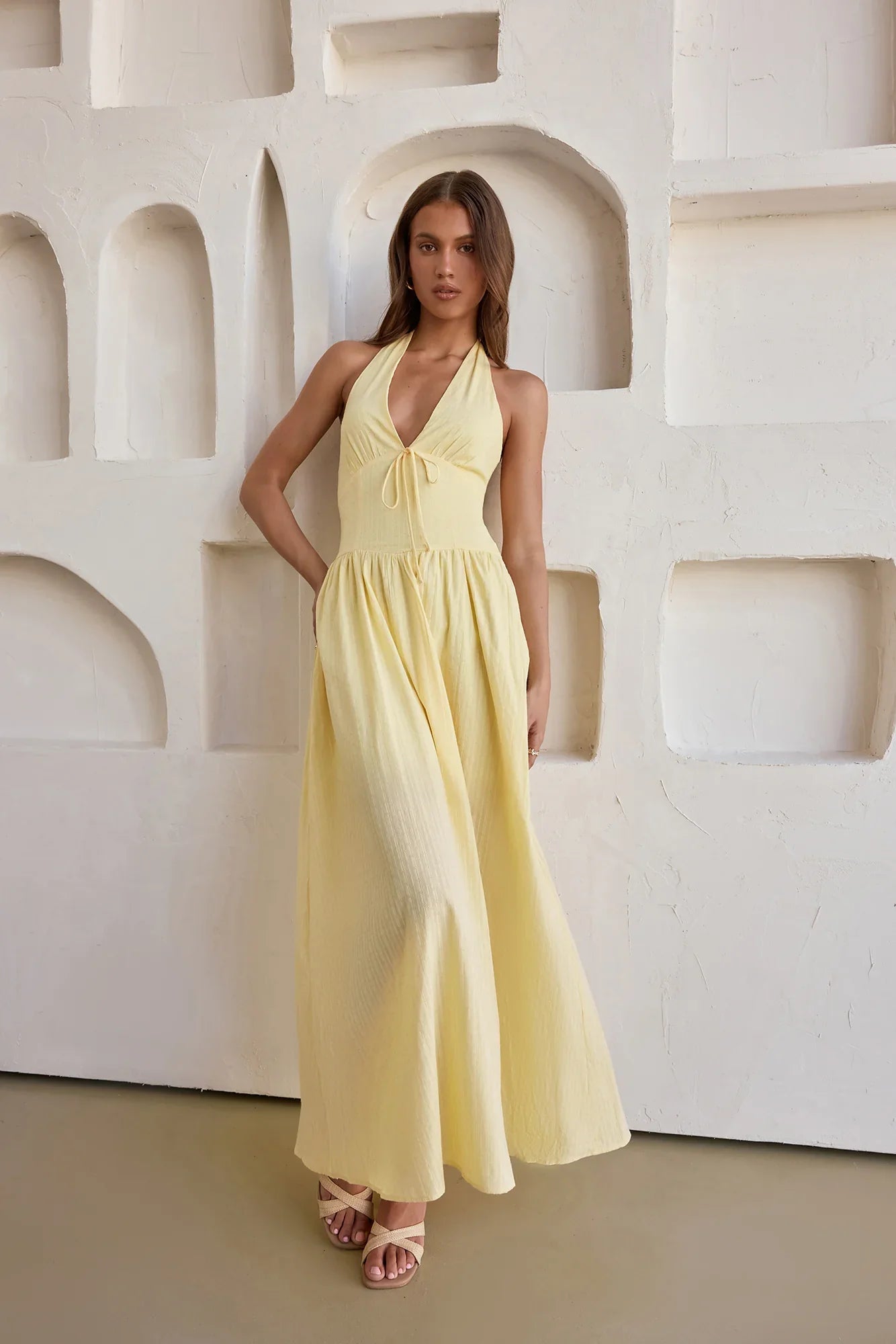 Arrietty Halter Maxi Dress Yellow
