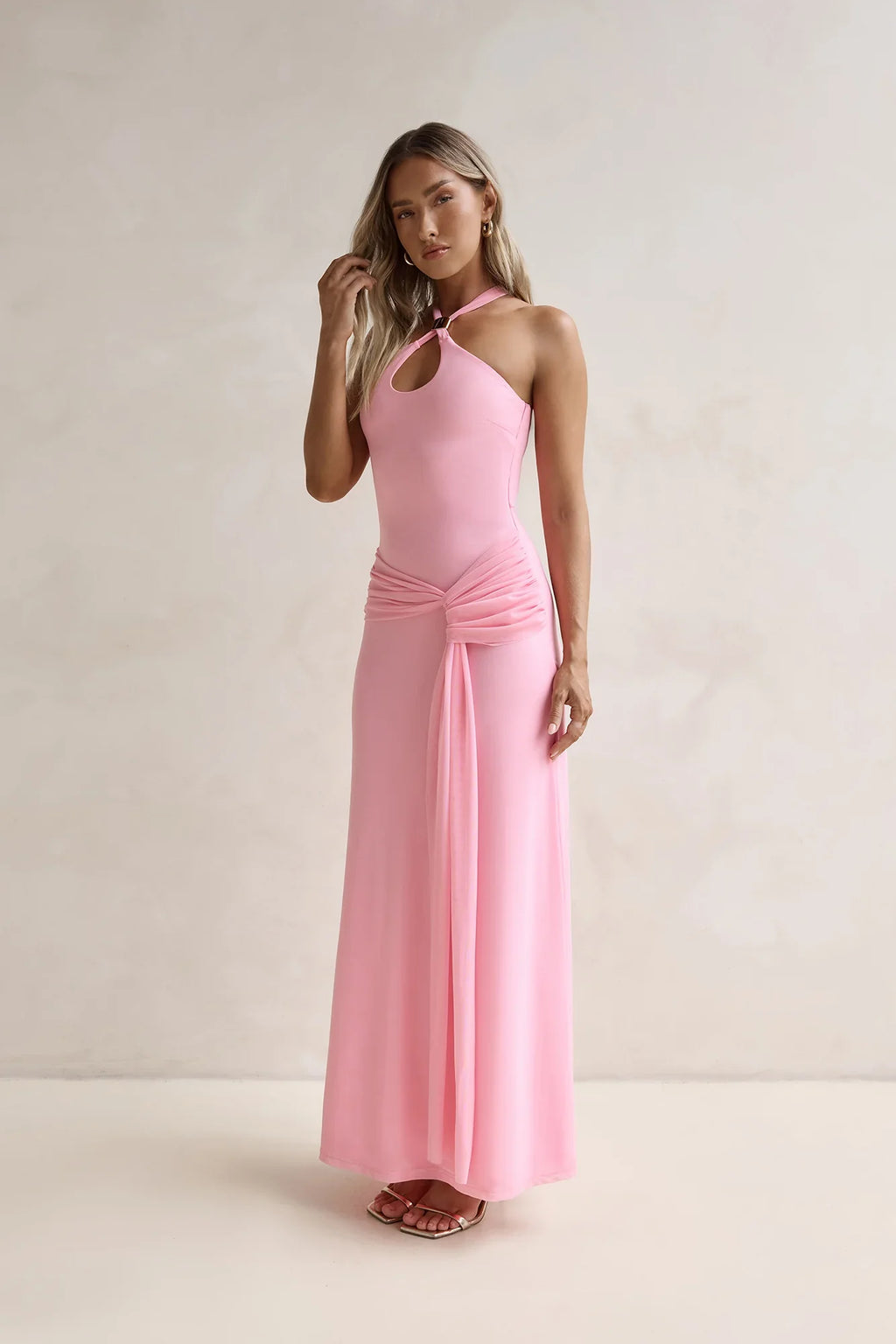 Lost In Dreams Mesh Maxi Dress Pink