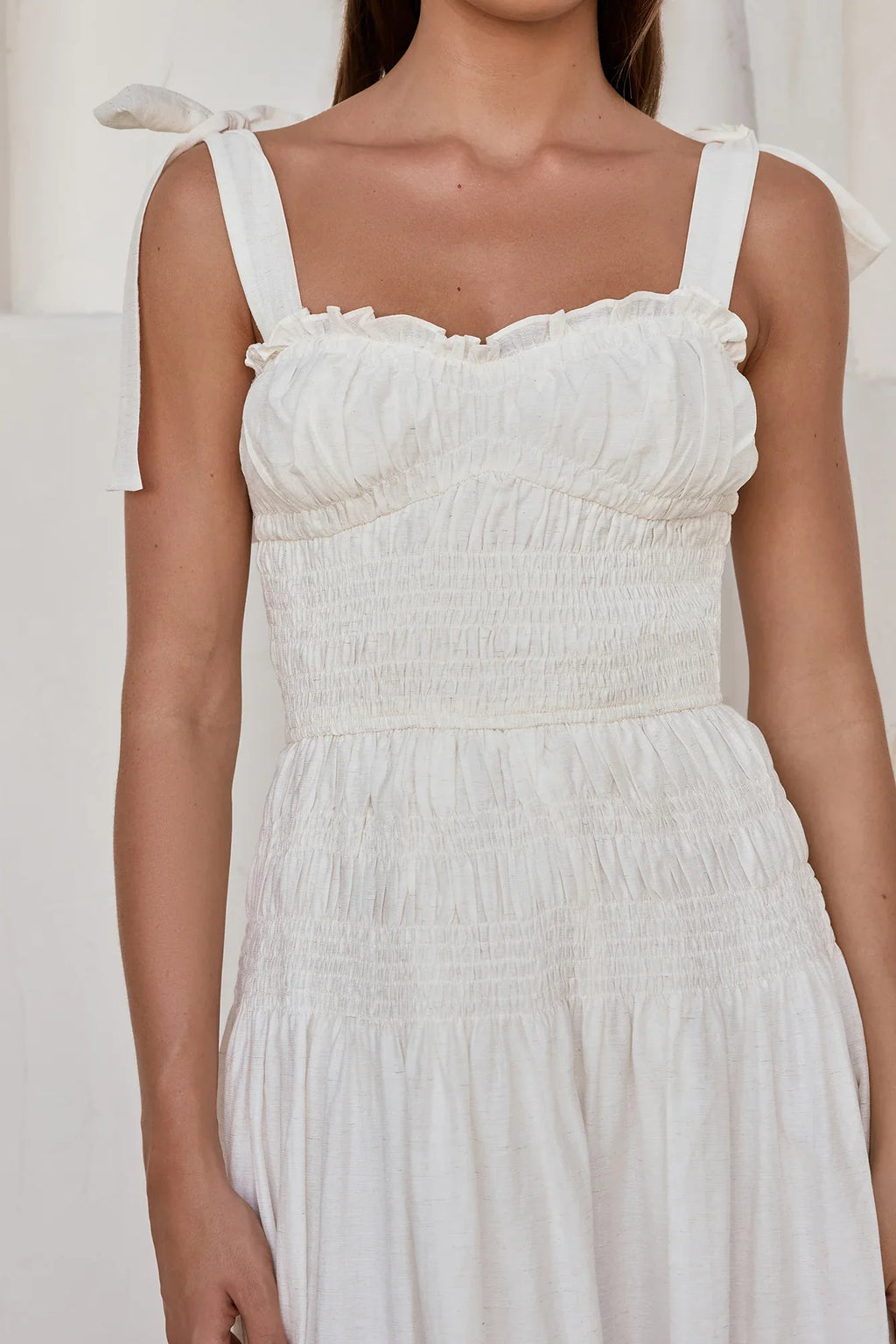 Spring Breeze Midi Dress White