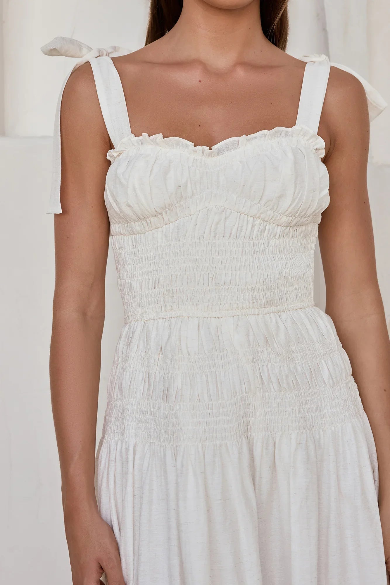 Spring Breeze Midi Dress White