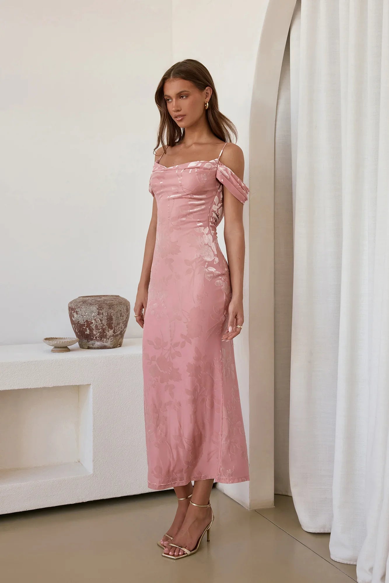 Soft Dedications Mesh Maxi Dress Pink