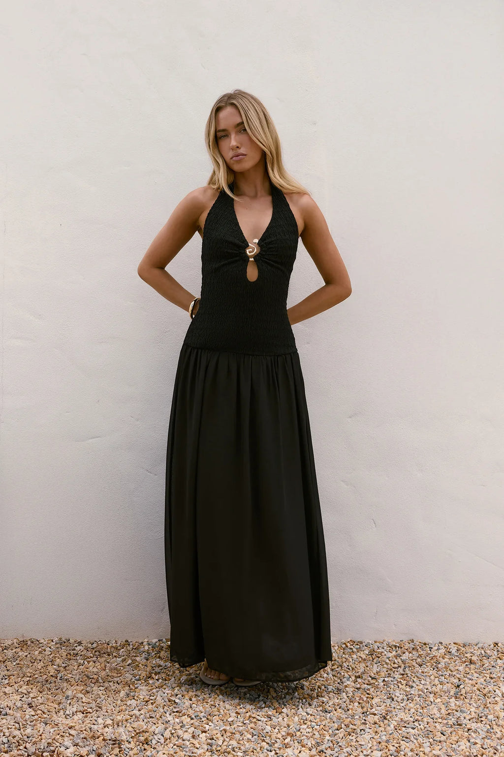 Piece Of Peace Halter Maxi Dress Black