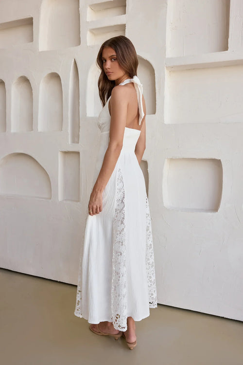 Catching Sunbeams Halter Maxi Dress White