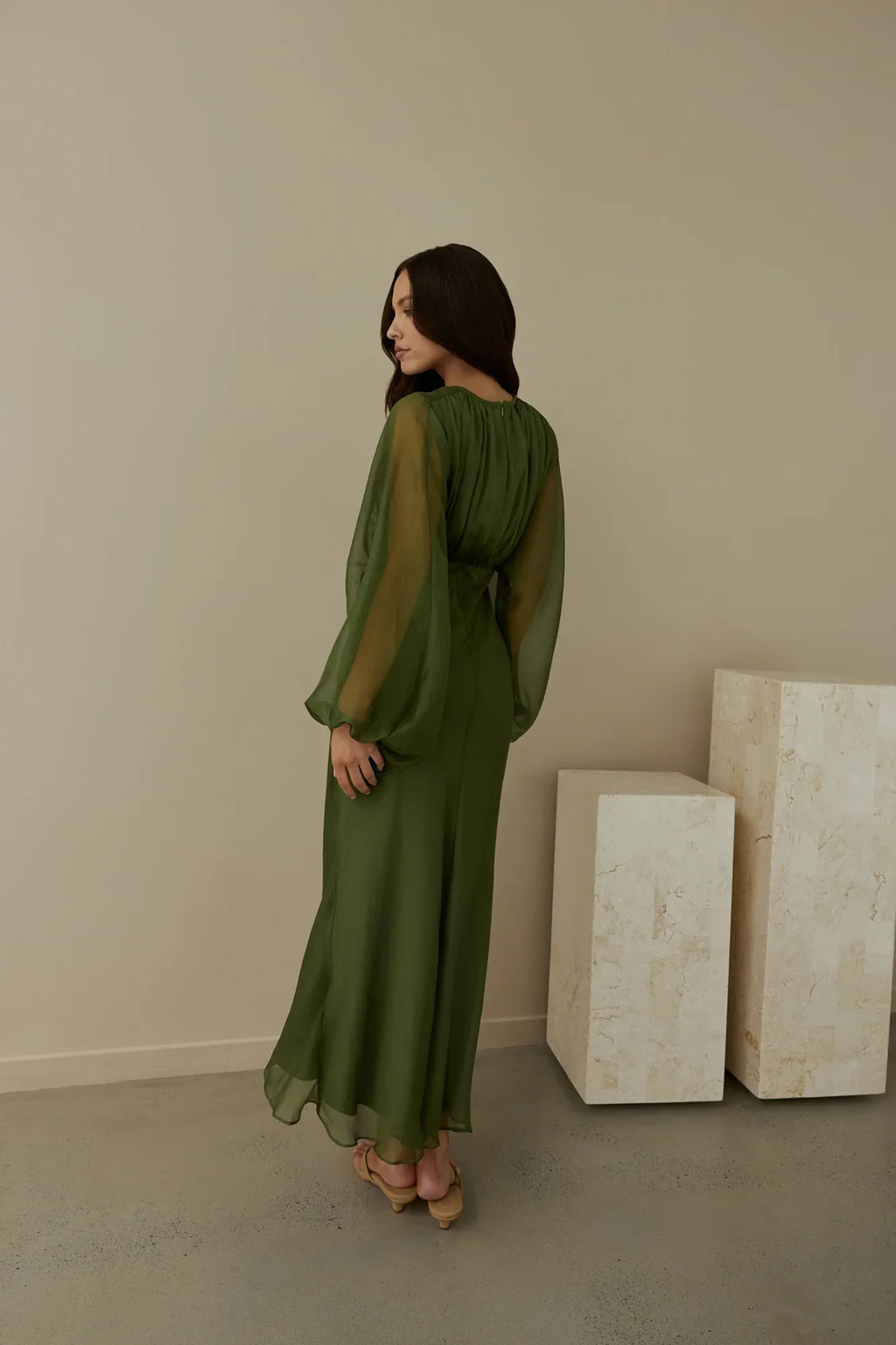 Our Nostalgia Long Sleeve Maxi Dress Green