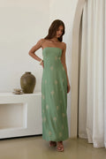 Swept Away Strapless Maxi Dress Green