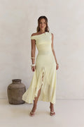 Whispered Secrets Mesh Long Sleeve Maxi Dress Yellow