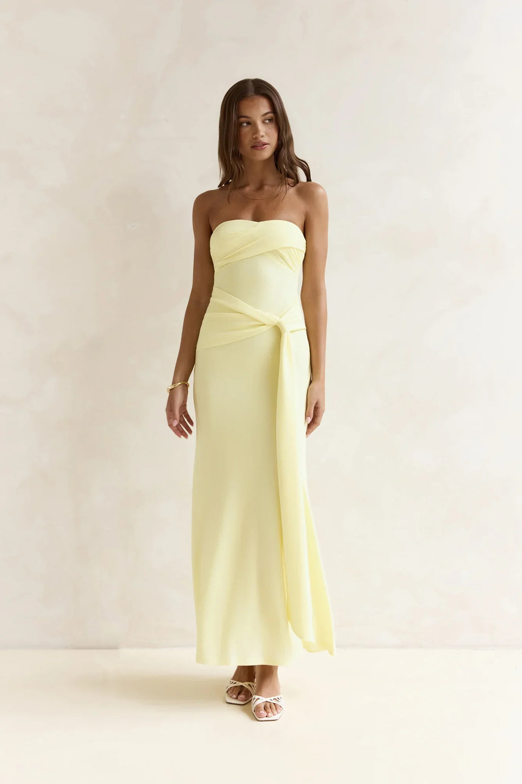 Follow You Strapless Maxi Dress Yellow