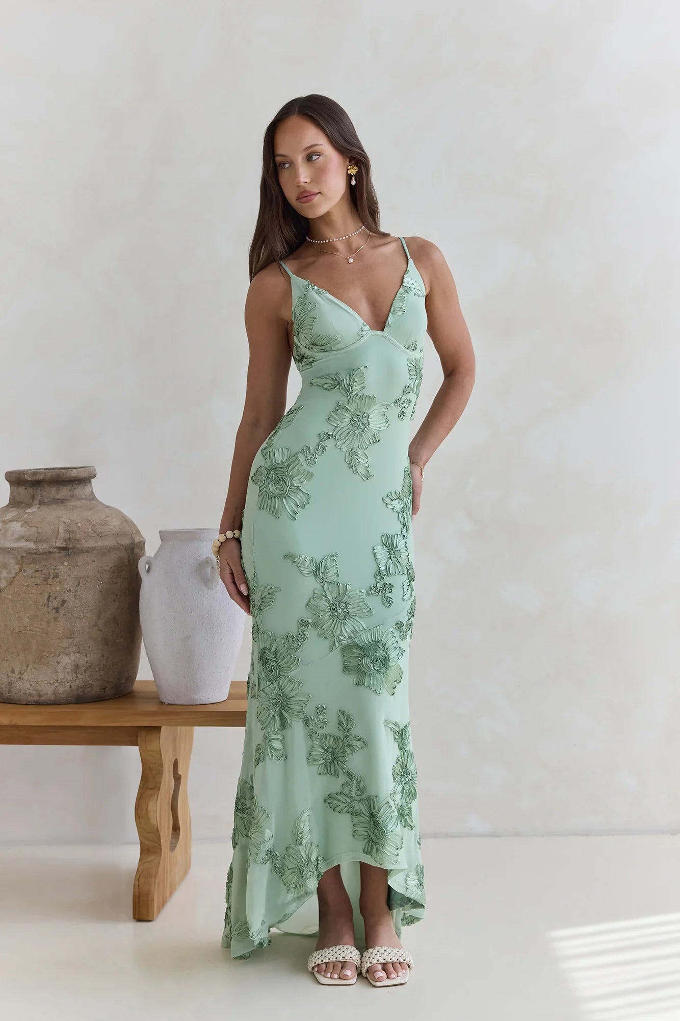 Just As Sweet Mesh Maxi Dress Sage