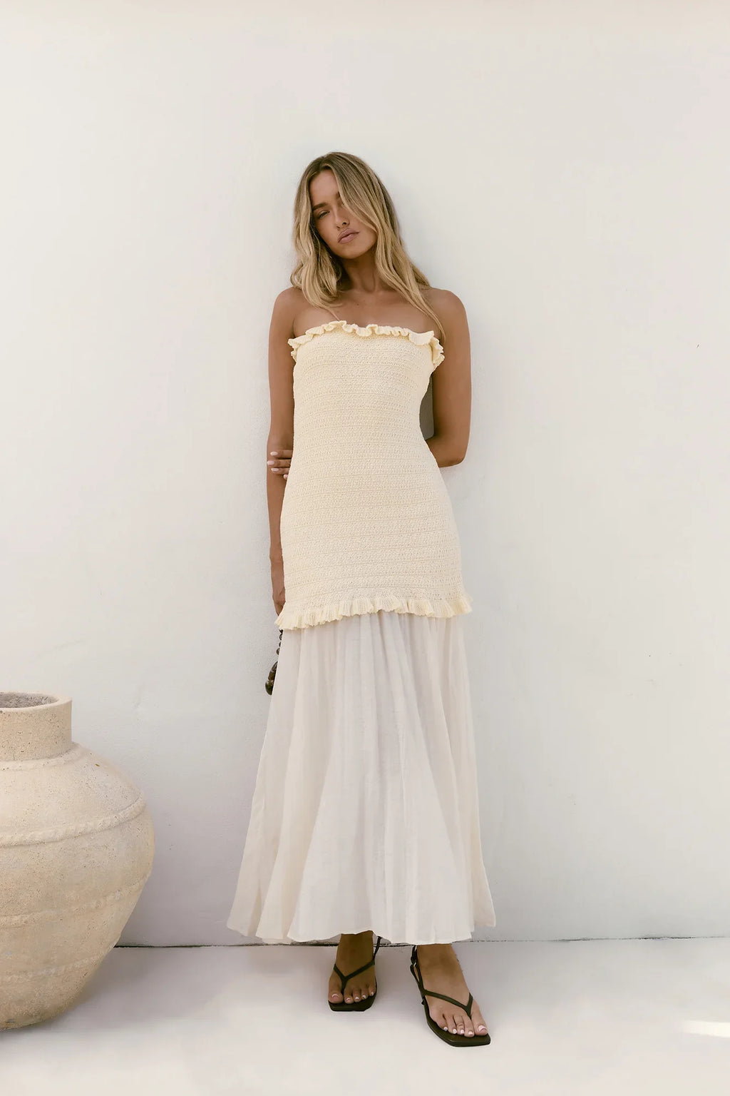 Dear Valentine Strapless Maxi Dress Cream