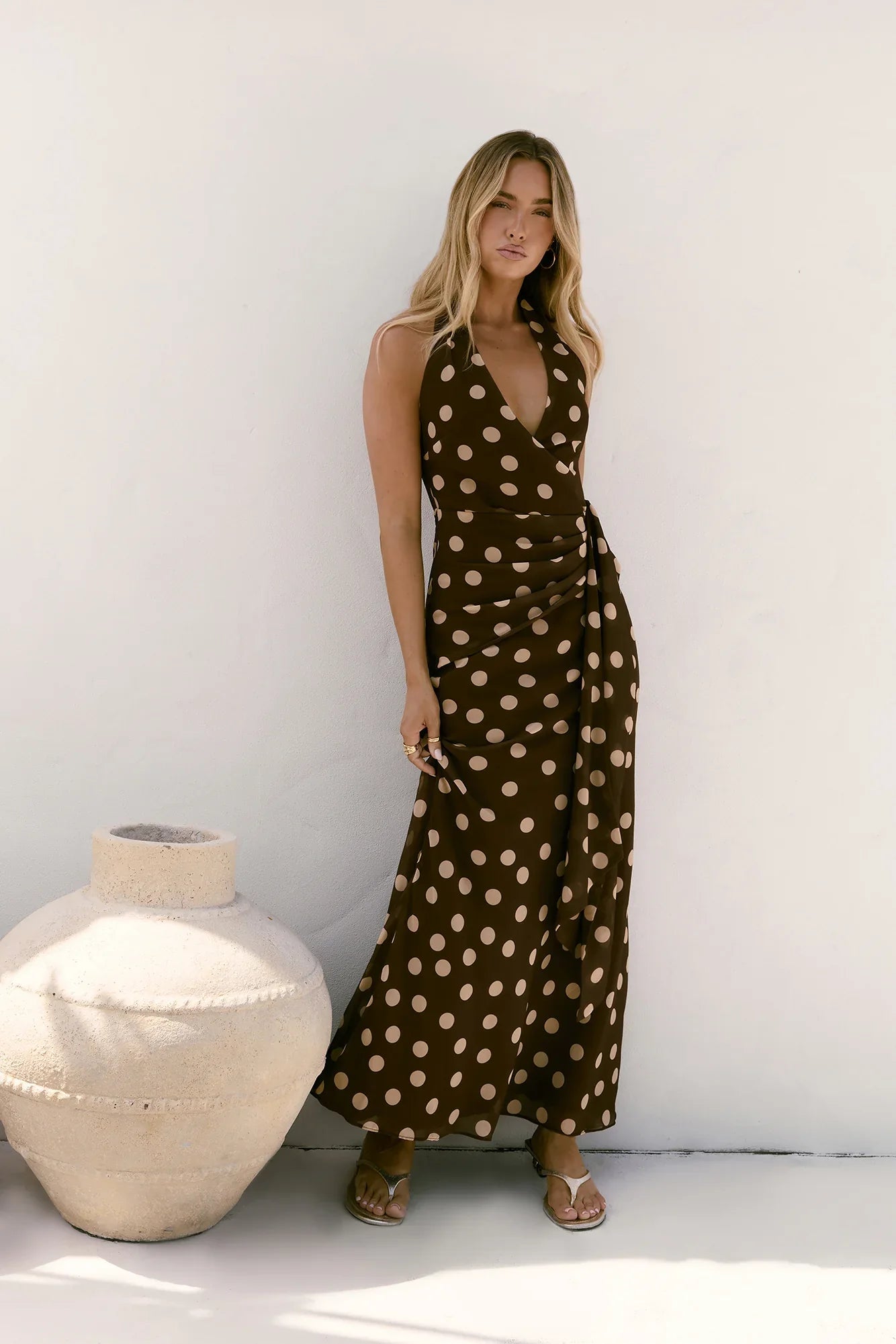 Spot The Treasure Maxi Dress Brown