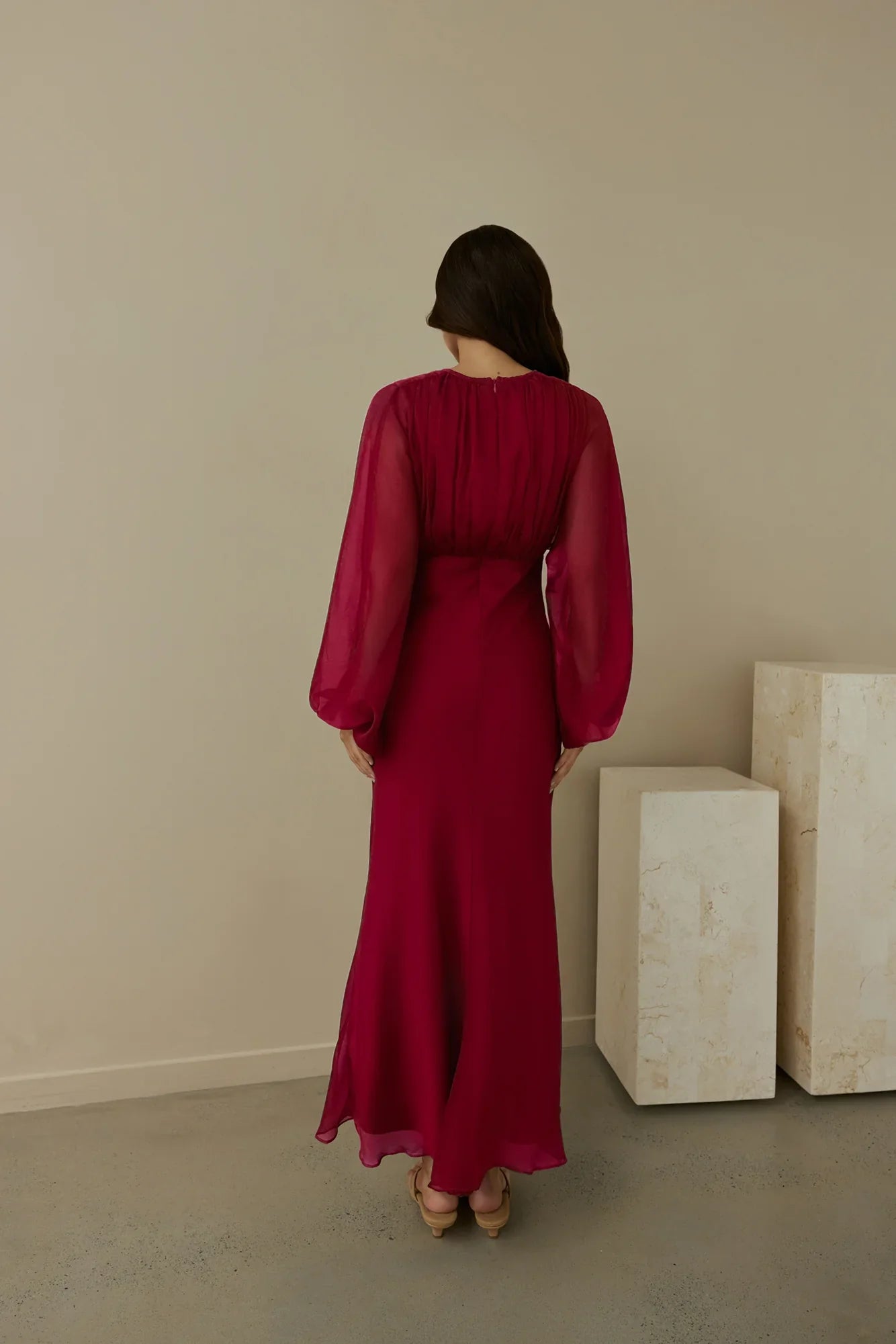 Our Nostalgia Long Sleeve Maxi Dress Burgundy