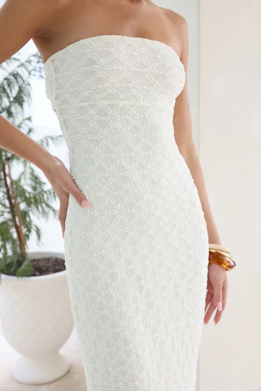 Goddess Blessings Strapless Maxi Dress Cream