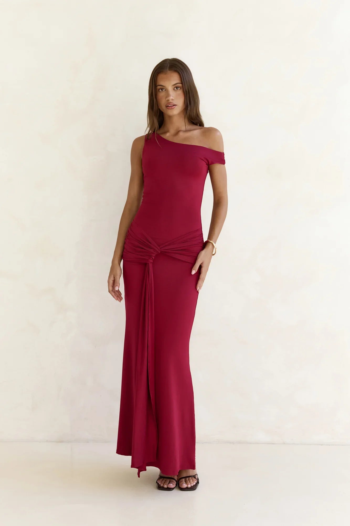 Hold Me Close Off Shoulder Maxi Dress Burgundy