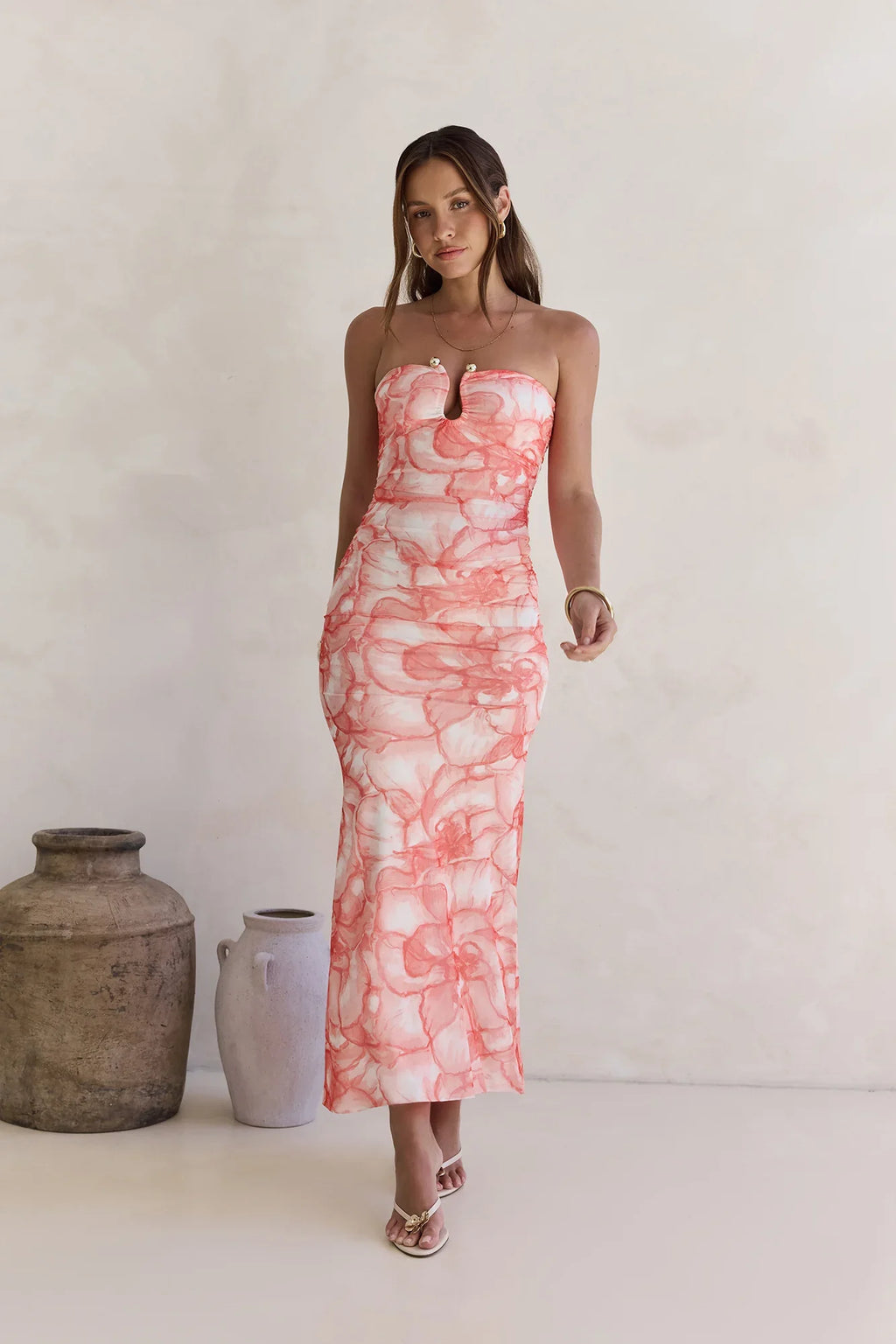 Dreaming Of Days Strapless Maxi Dress Orange