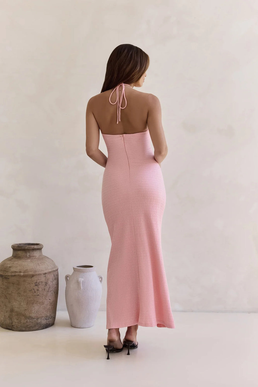Karmic Blessing Strapless Halter Maxi Dress Pink