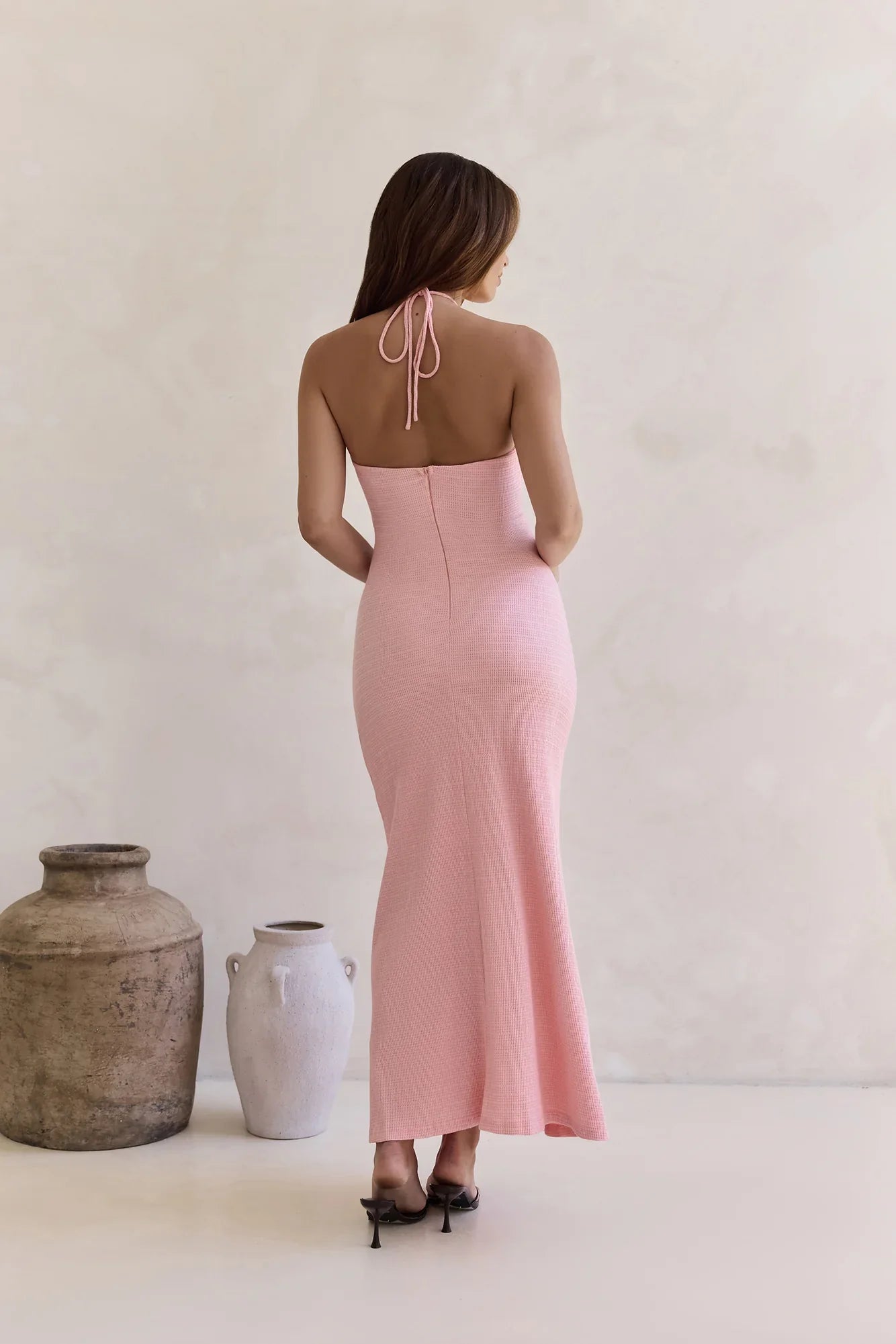 Karmic Blessing Strapless Halter Maxi Dress Pink