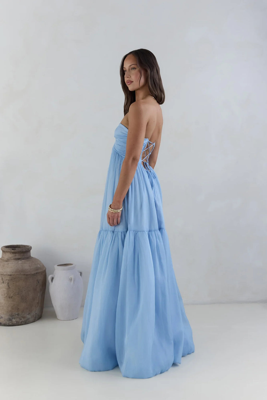 Unforgettable Style Strapless Maxi Dress Blue