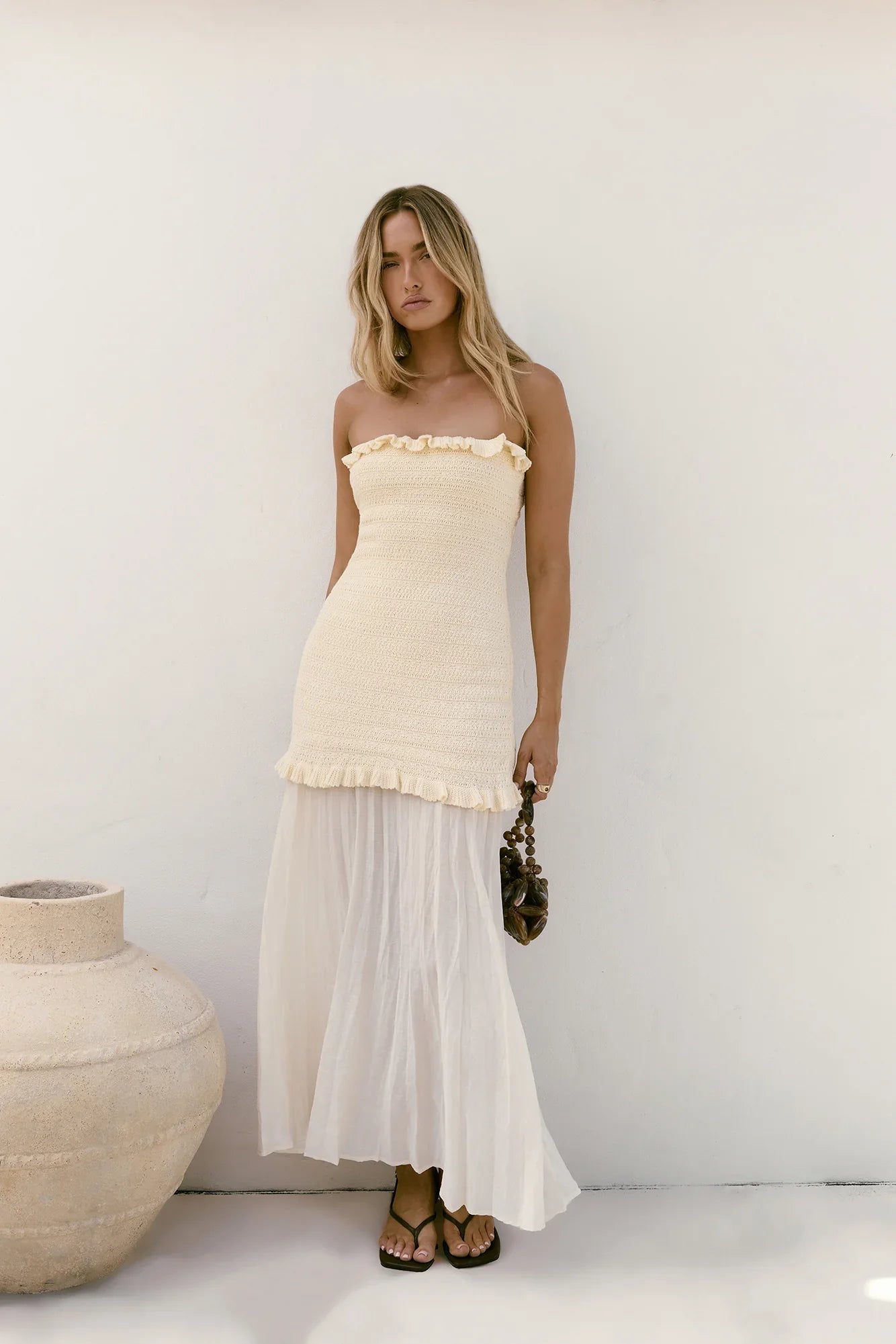 Dear Valentine Strapless Maxi Dress Cream