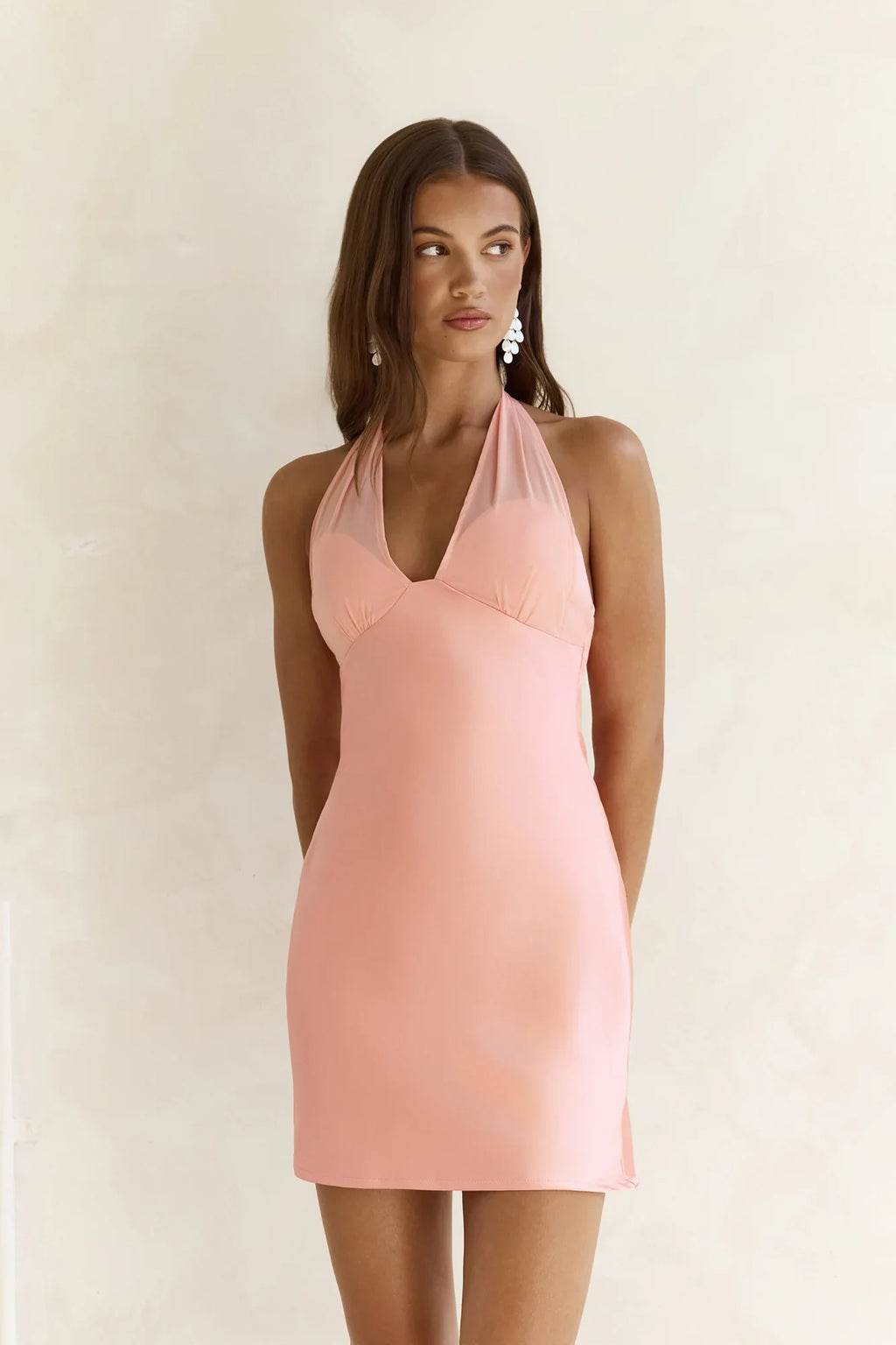 Higher And Higher Satin Halter Mini Dress Orange