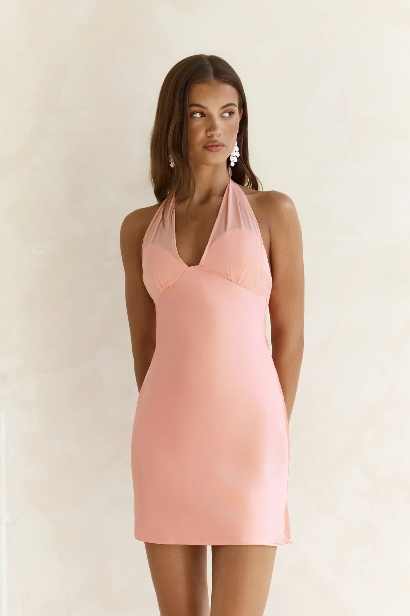 Higher And Higher Satin Halter Mini Dress Orange