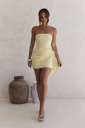 Catching Sunrays Strapless Mini Dress Yellow