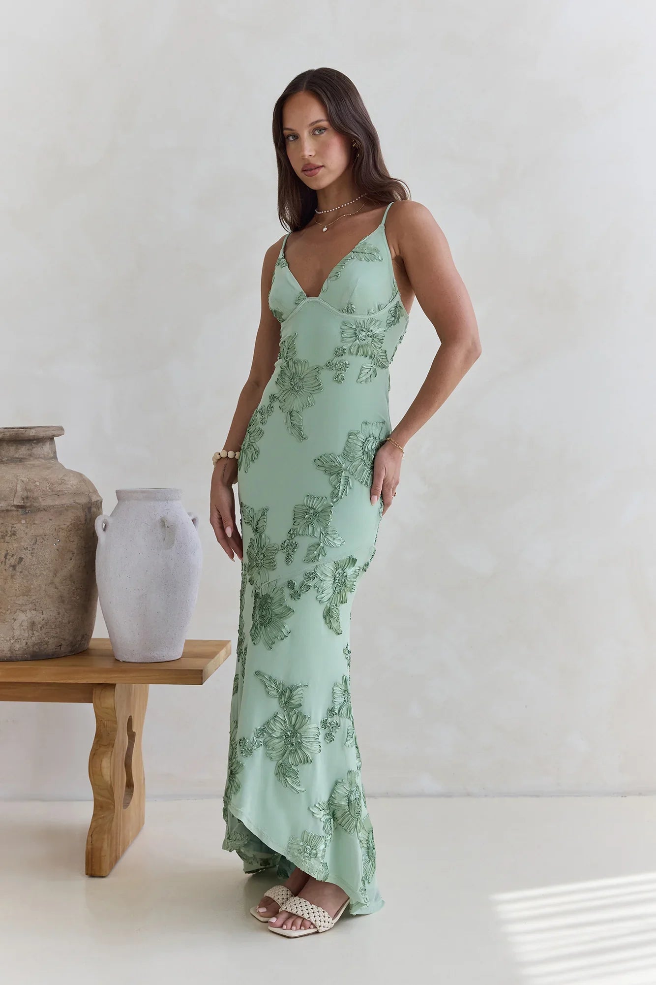 Just As Sweet Mesh Maxi Dress Sage